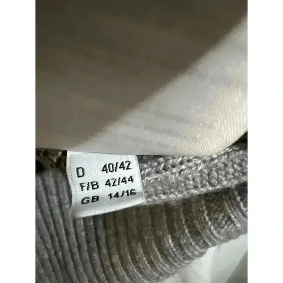 Madeleine  Gray Ribbed Knit V-Neck Sweater - Picture 3 of 4